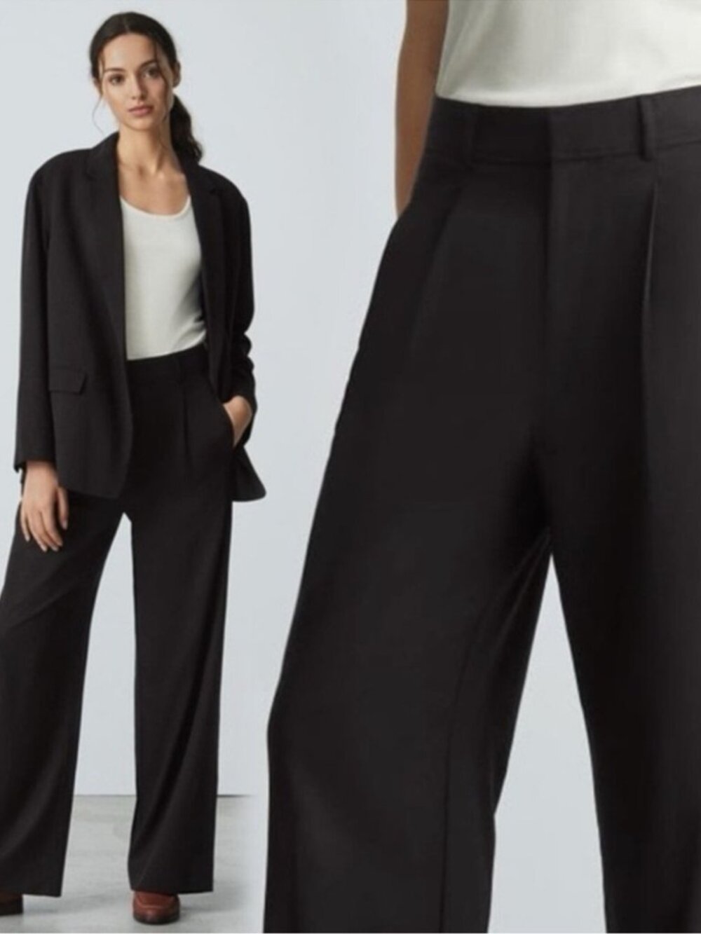 Everlane Way High Drape Pant Lyocell Women's Size 0S Black/Charcoal